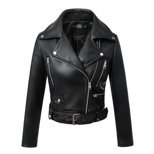 Black Faux Biker Leather Jacket